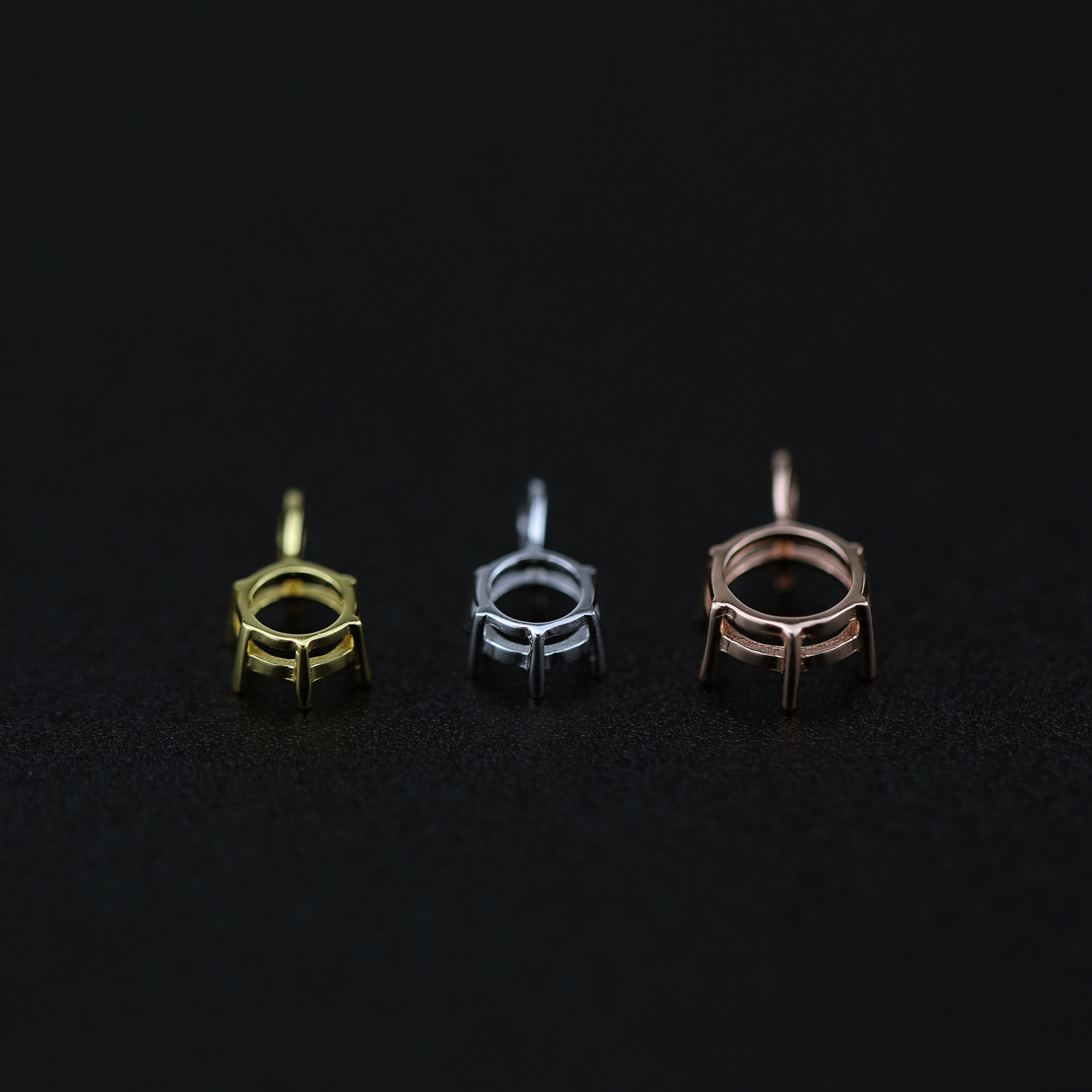 1Pcs 6-8MM Simple Round Prong Bezel Rose Gold Plated Solid 925 Sterling Silver Pendant Blank Settings for Moissanite Gemstone 1411249 - Click Image to Close